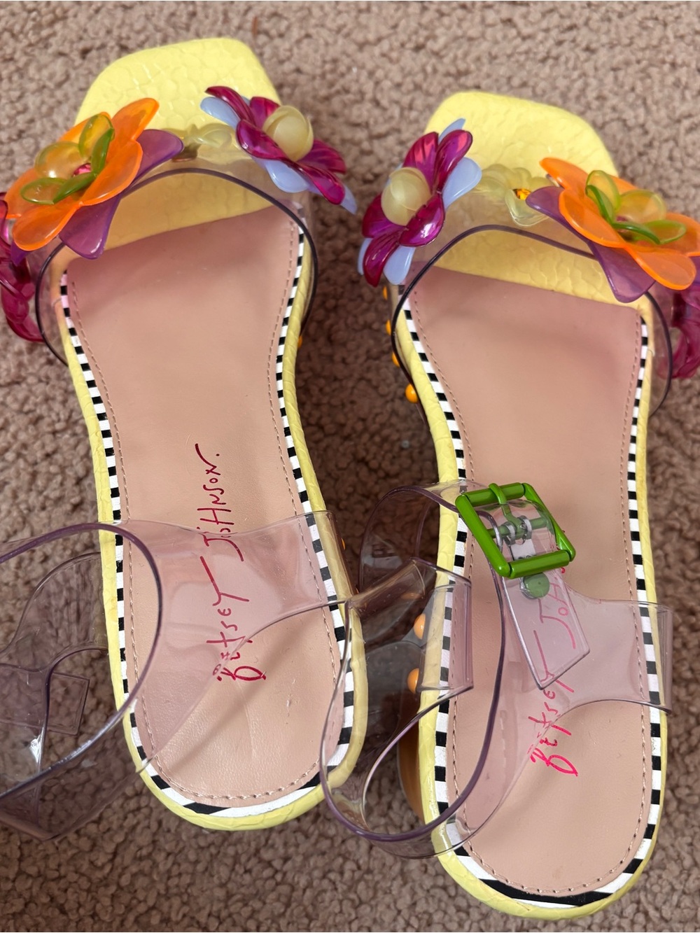 Betsey Johnson Yellow Floryn Platform Sandals with Clear Straps - Picture 10 of 10